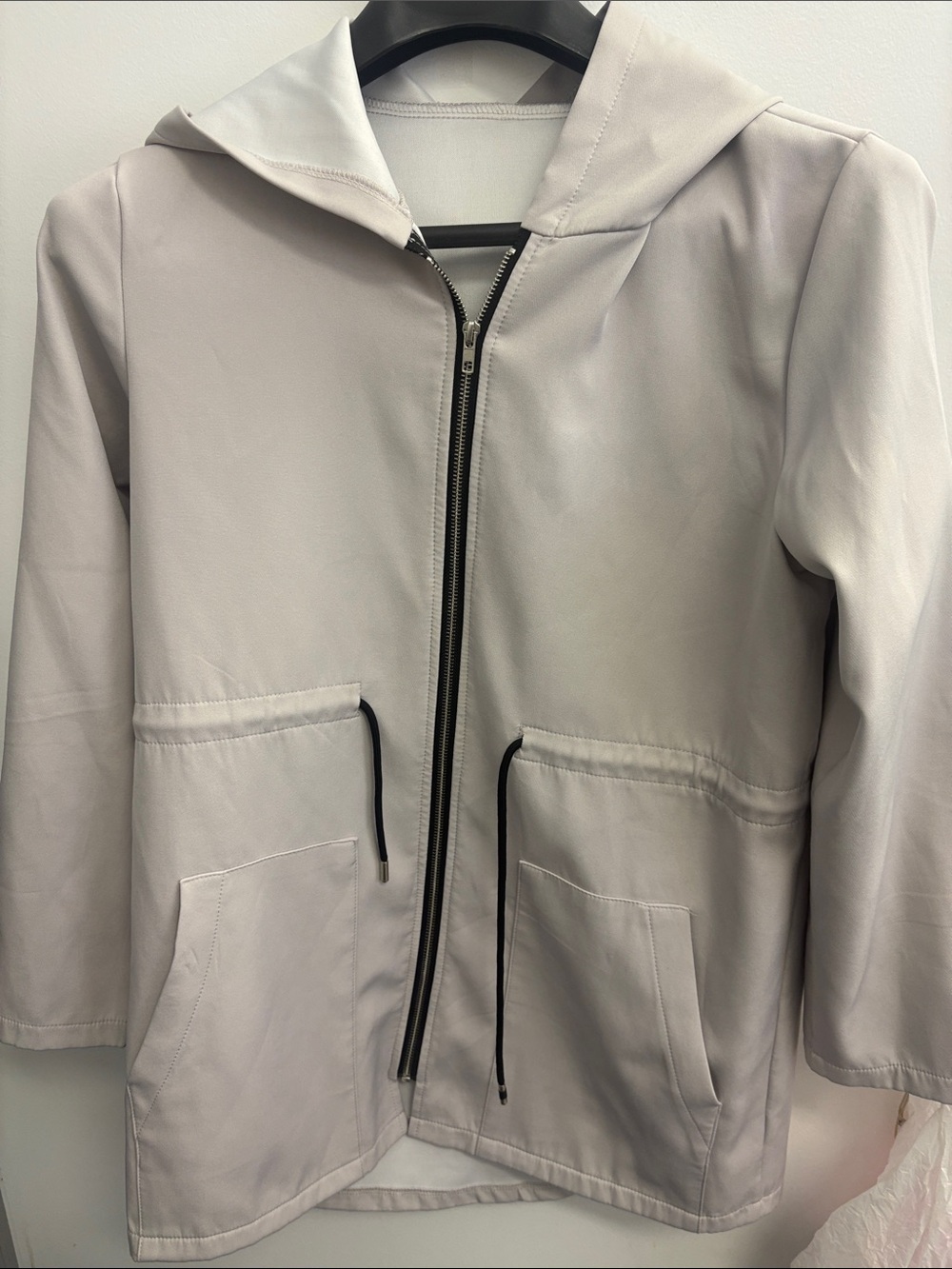 Light Gray Hooded Zip-Front Women's Jacket